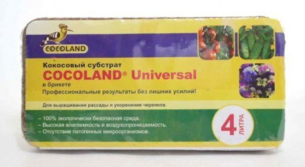 Кокосовый субстрат 300гр (4л)универсальный (брикет) COCOLAND Universal (44)