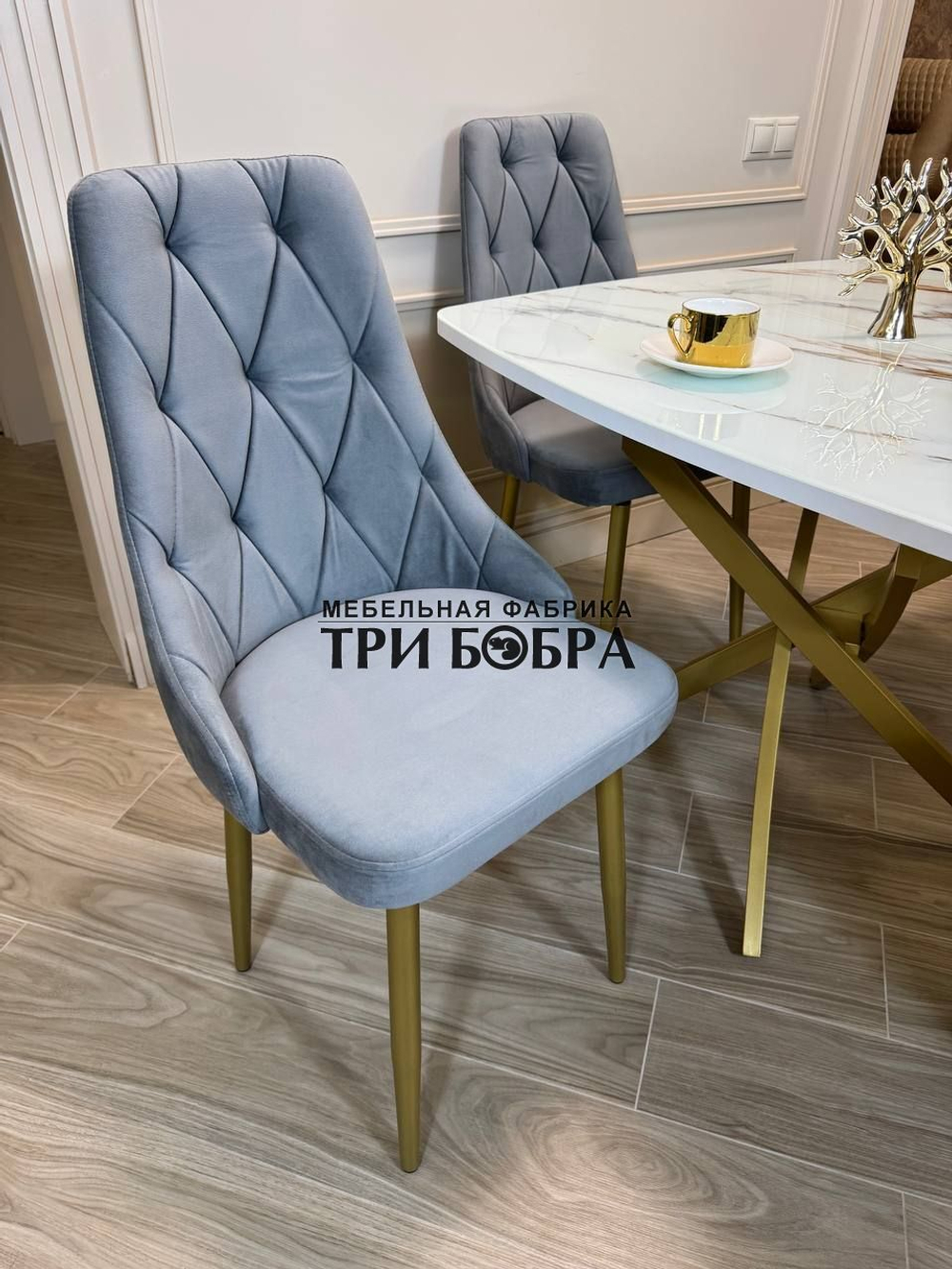 Кухонный раздвижной стол "ТАНГО" , белый мрамор и 4 стула Лондон