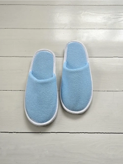 Тапочки трикотажные махровые небесно-голубой