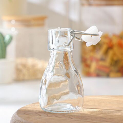 Стеклянная бутылка для соусов и масел «Галерея» с бугельным замком (80 мл.)