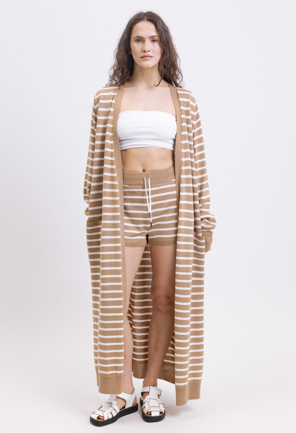 Кардиган удлиненный в полоску