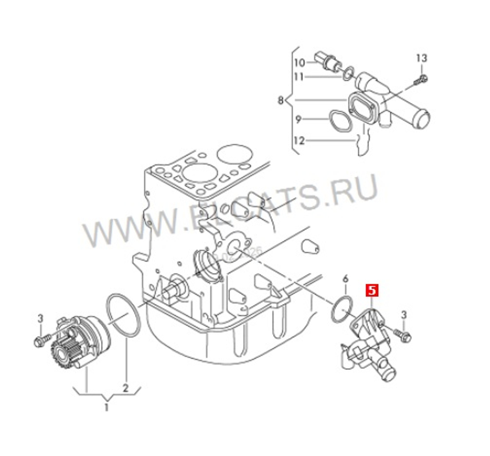 Термостат 87°C c прокладкой / Volkswagen Amarok / RVLT-03L121111AB