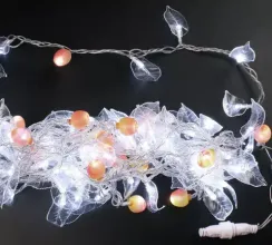 Светодиодная гирлянда декор-флора 10 м., 220V, 100 теплых белых LED ламп, прозрачный ПВХ провод, Rich LED (RL-S1T10C-T/W)