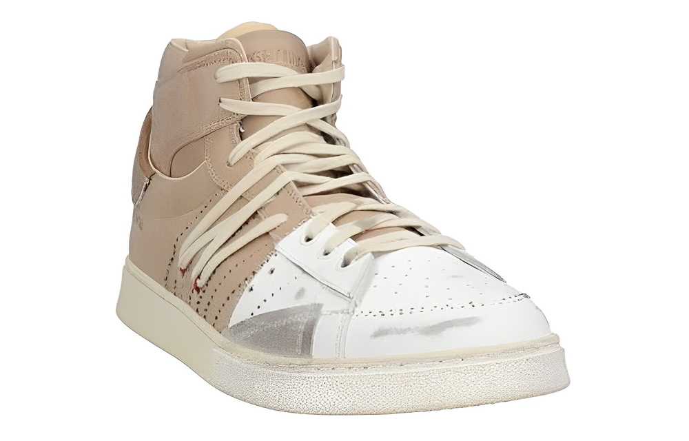 HIDNANDER Leather Stylish Skateboarding Shoes Men"s White Umber