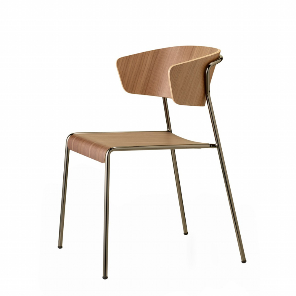 Кресло деревянное Scab Design Lisa Wood, черный глянцевый никель, орех