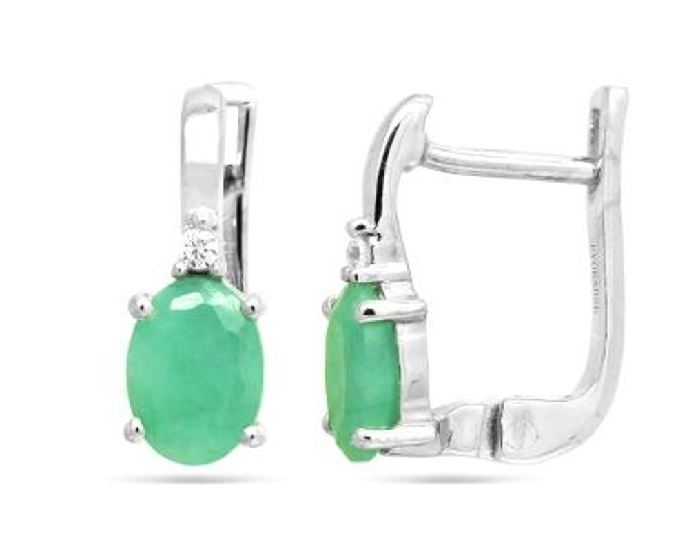 Серьги из серебра с изумрудом