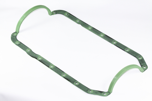 Прокладка поддона маслянного картера УМЗ 417,421,4216 а/м ГАЗель, УАЗ (цельная, армированная РА) зелёный силикон (ПТП64 г. Балаково)