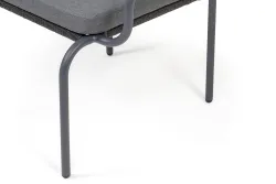 "Нуар" стул плетеный из роупа, каркас алюминий темно-серый (RAL7024) муар, роуп темно-серый круглый, ткань темно-серая 027