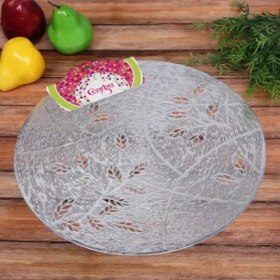 Салфетка плетеная 38см «Весна» серебро