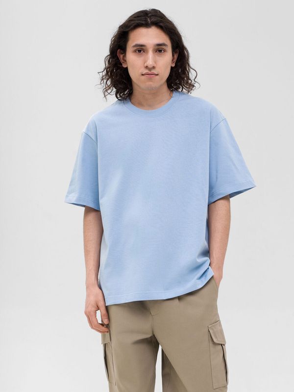 Футболка оверсайз плотная голубая - фото 1