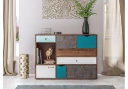 Комод Вайс 10.104 морское дерево винтаж К 015PW / камень темный / бензин 0244 SU / белый премиум