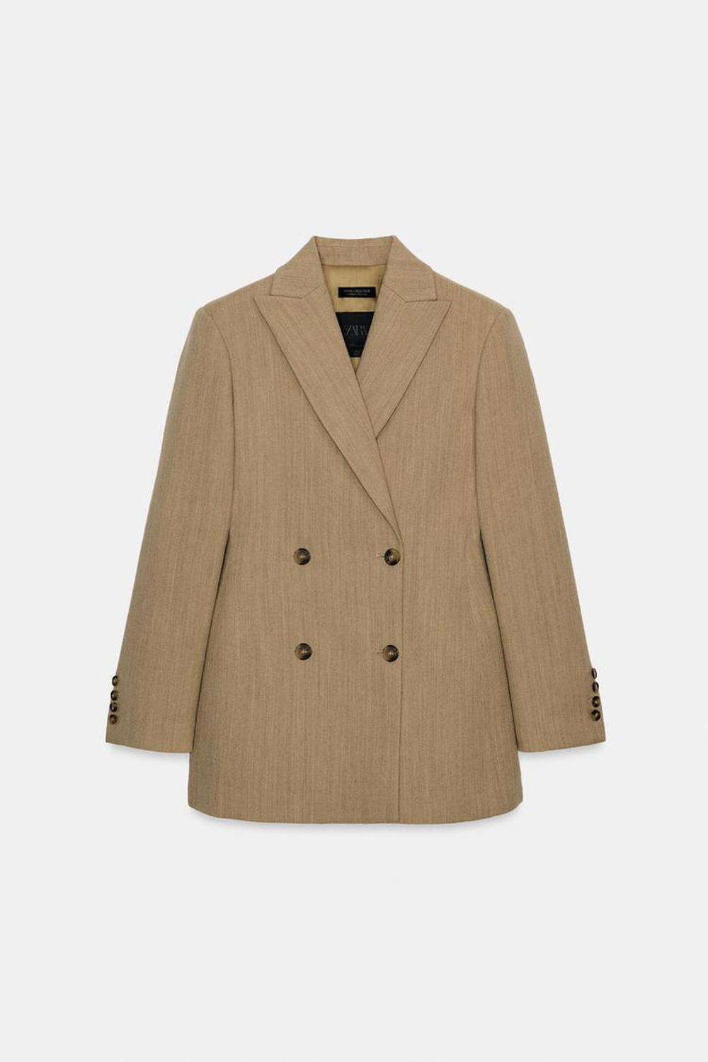 ZARA ПРИТАЛЕННЫЙ БЛЕЙЗЕР ИЗ СМЕСОВОЙ ШЕРСТИ — ZW COLLECTION, БЕЖЕВЫЙ