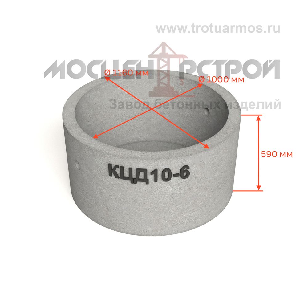 Кольцо колодезное стеновое с дном КЦД10-6 (КСД10-6)