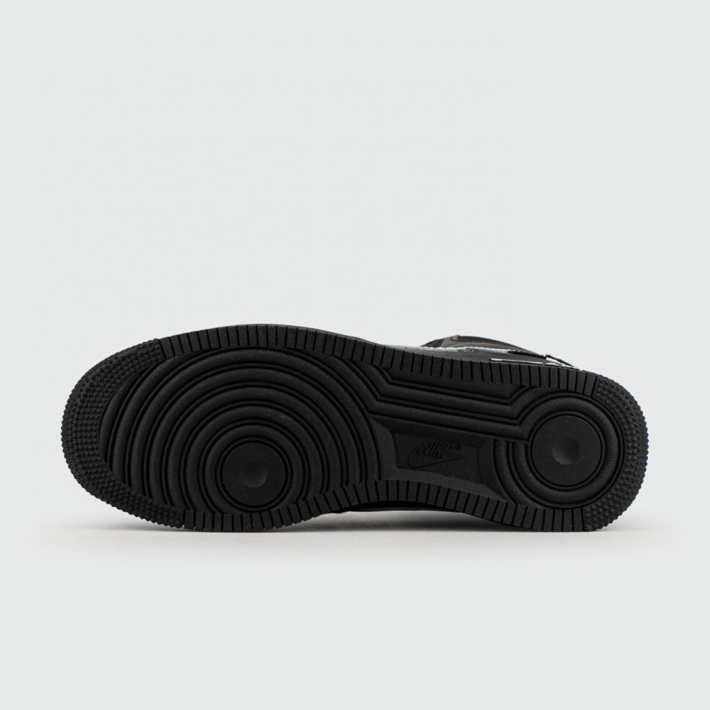 кроссовки Nike Air Force 1 Mid Black / White Swoosh Winter