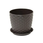 Кашпо РОТАНГ D135мм 1л с поддоном коричневый ротанг 0,12,135х0,135м (комплект 16 шт)