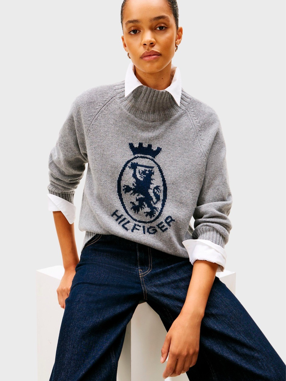 Свитер Tommy Hilfiger Intarsia Crest Logo Wool- Blend Mid Grey Heather