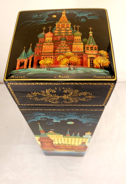 Футляр подарочный для бутылки "Москва Златоглавая" (Ручная роспись Палех)