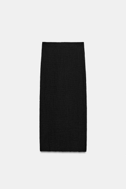 ZARA ЮБКА МИДИ СТРУКТУРНАЯ, ЧЕРНЫЙ