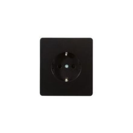 Розетка ROUND 1-ая с/з с/у, со шторками 16А оникс KRANZ