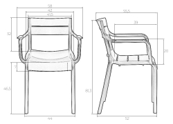 Стул обеденный DOBRIN TIM ARM, темно-серый (GR-04)
