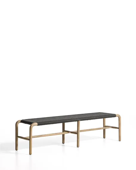 Скамейка Alipa из массива акации и веревки темно-серого цвета