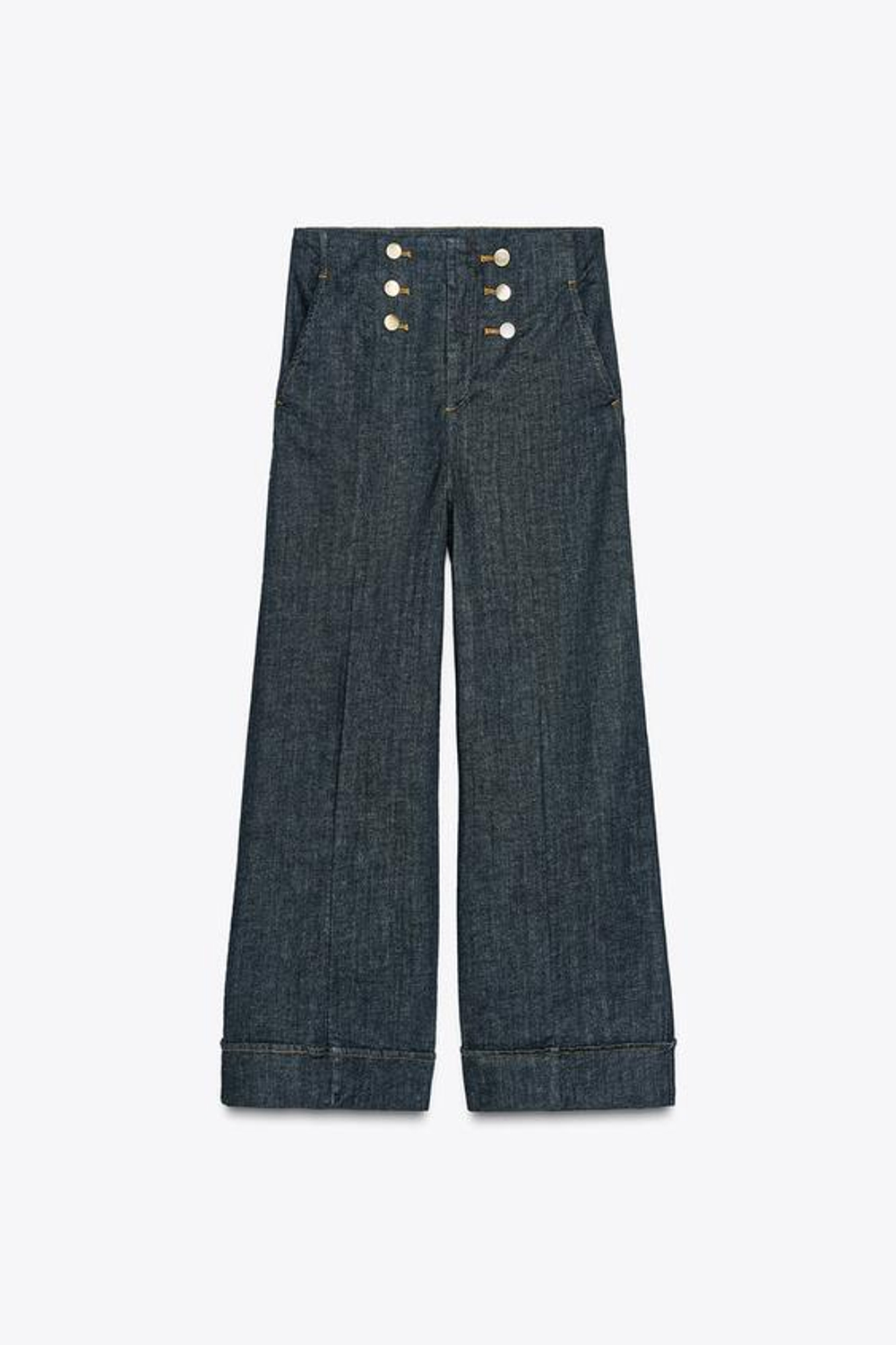 ZARA БРЮКИ-КЮЛОТЫ С ПУГОВИЦАМИ, ИНДИГО