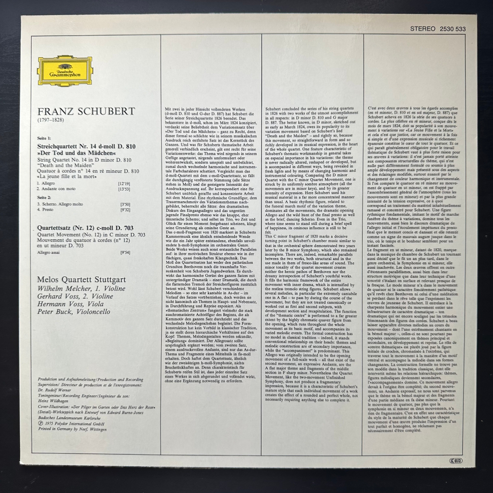 Шуберт - Струнные квартеты №12 и №14 (Германия 1975г.)