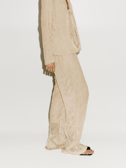 Massimo Dutti Струящиеся брюки в складку - Limited Edition, ванильный