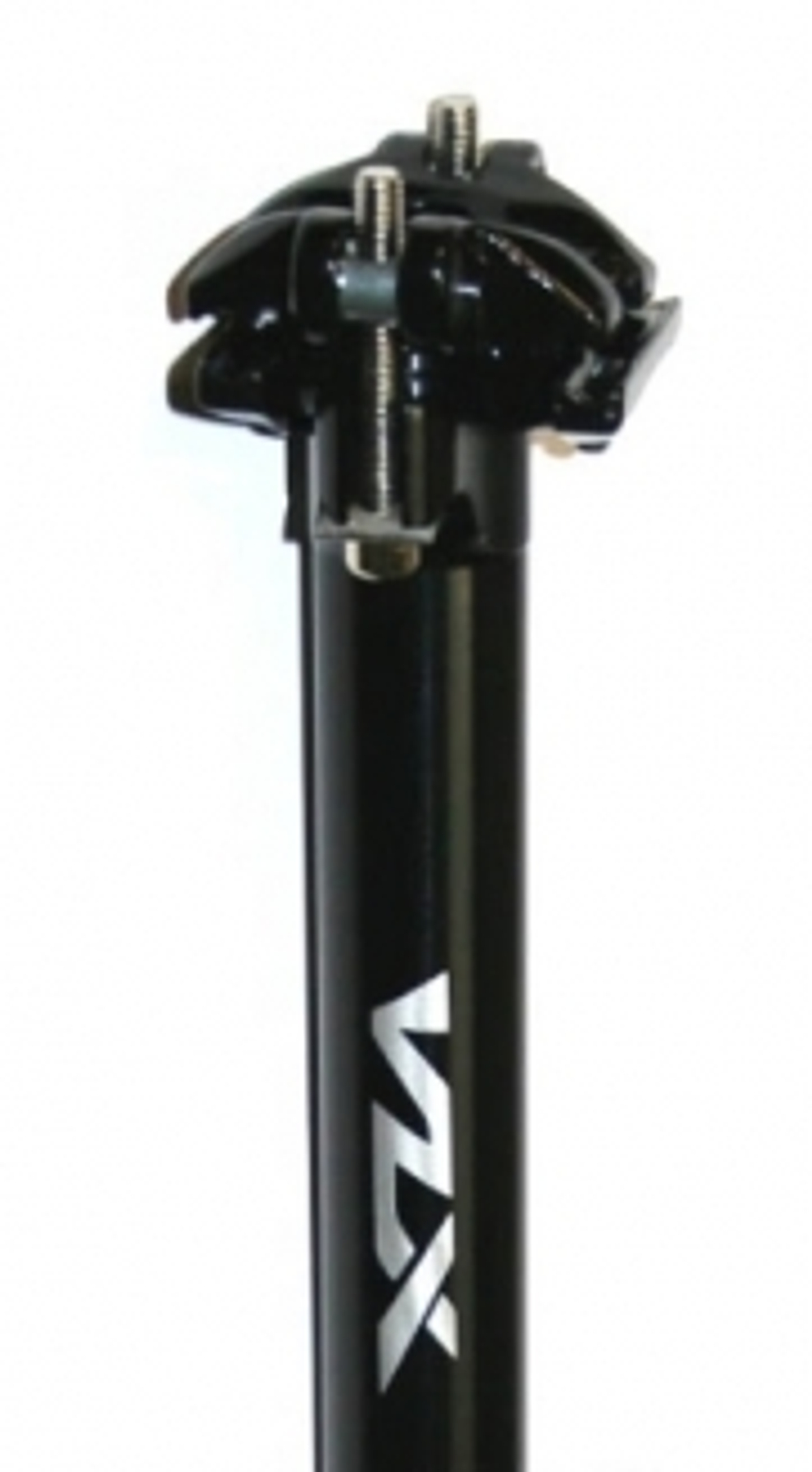 Штырь подседельный алюм, Ø27,2х400мм, 2 болта, вылет 0 мм, чёрный. VLX лого.
