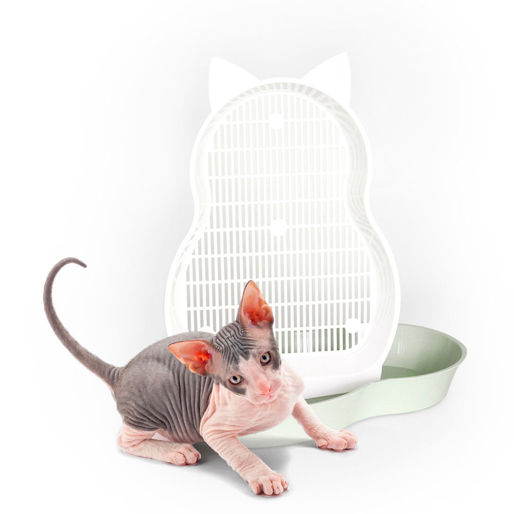Лоток/туалет ZOOEXPRESS "Кошка" с сеткой большой - 44,5х29,5х6 см