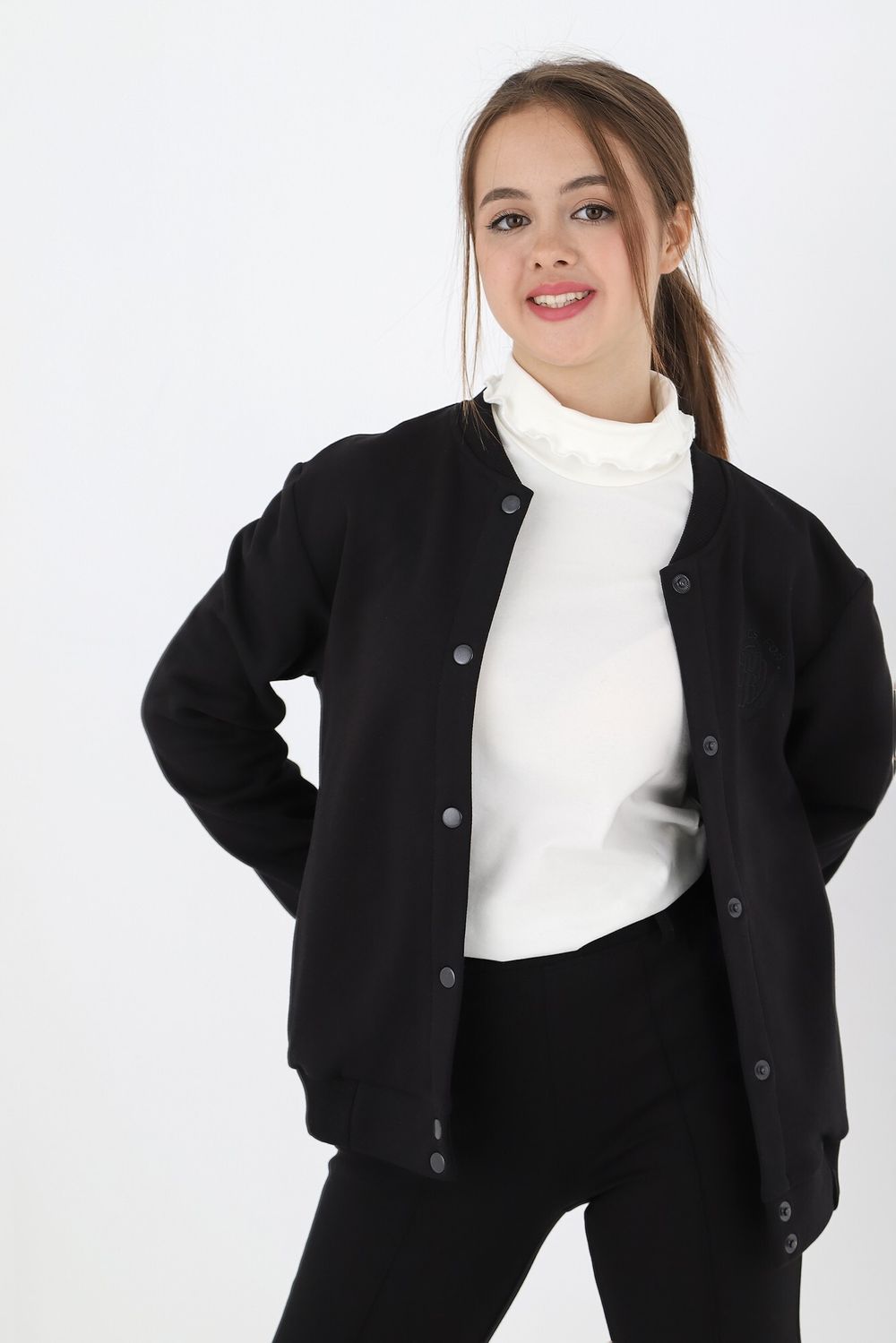 Джемпер для девочки Бомбер-1 Виотекс ЧЁРНЫЙ