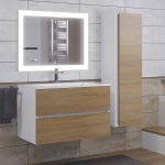 Тумба с раковиной Uperwood Barsa-Next 80 см, подвесная, белая/дуб сонома