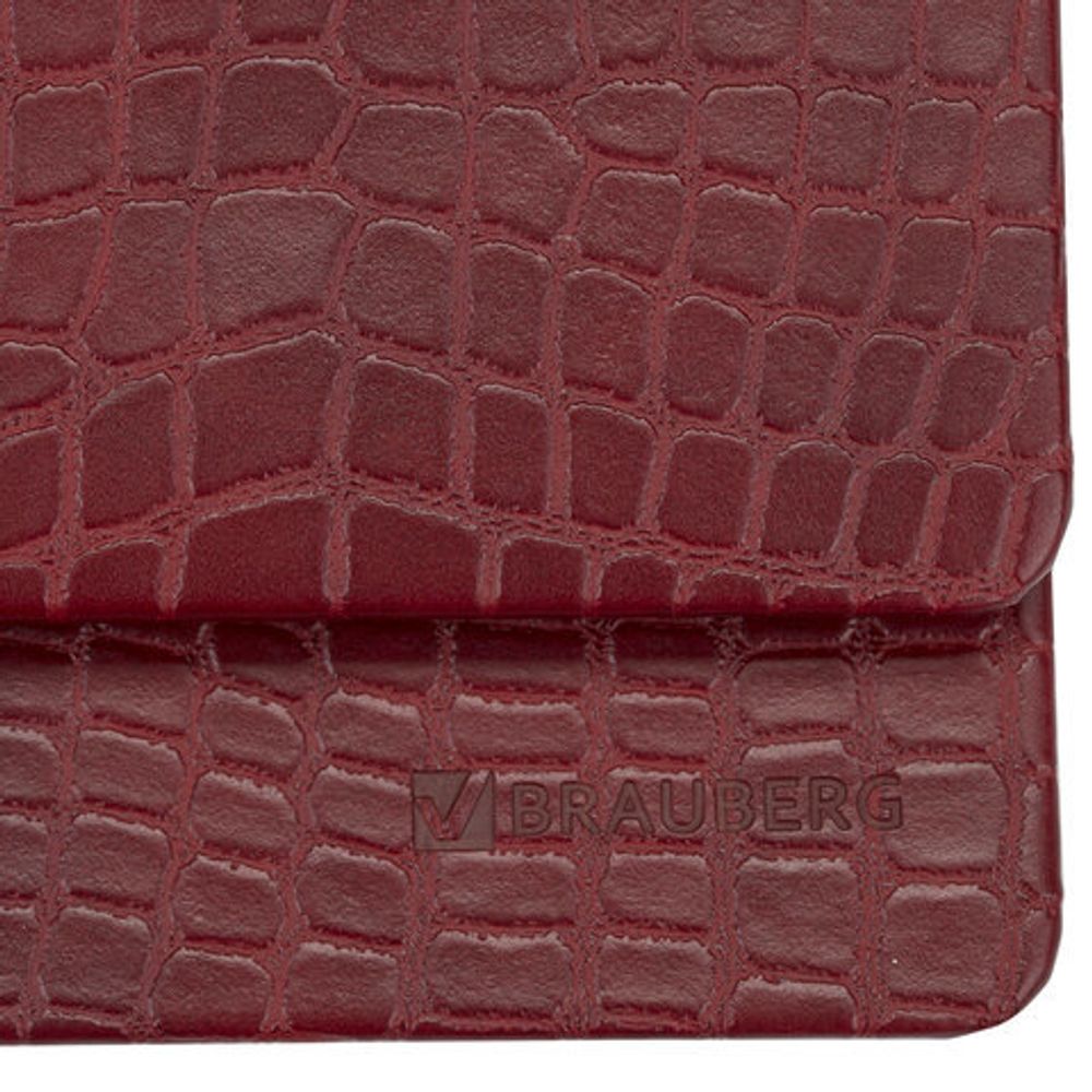 Планинг настольный недатированный (305х140 мм) BRAUBERG "Alligator", кожзам, 60 л., бордовый, 126194