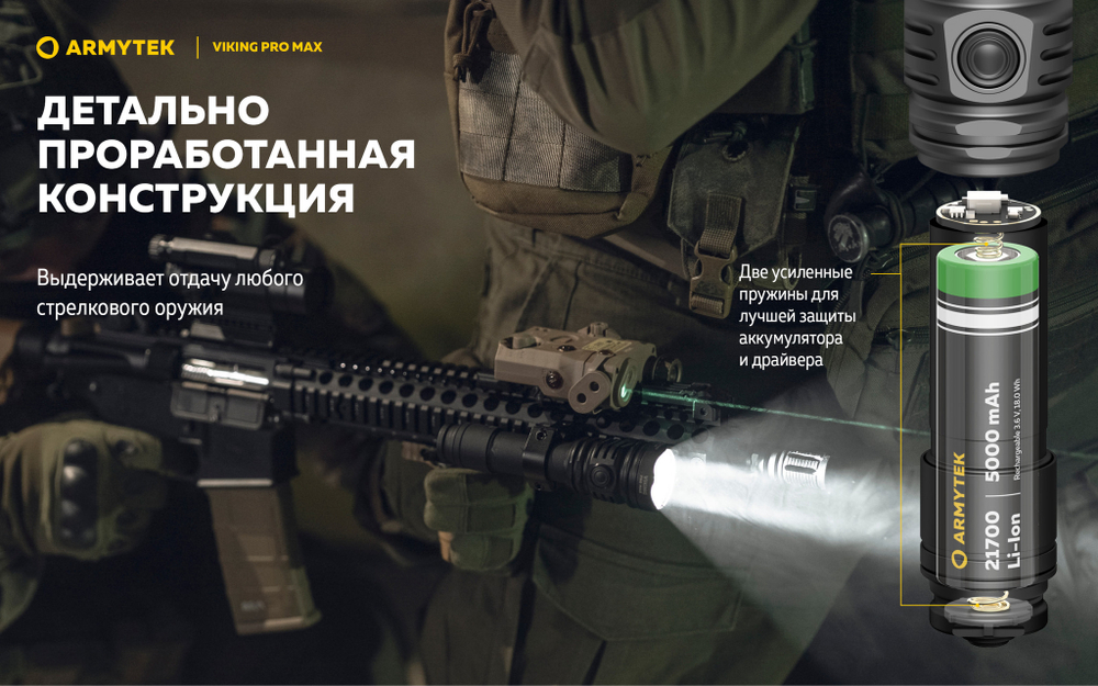 Фонарь Armytek Viking Pro Max (теплый свет) F08301W 5000 люмен