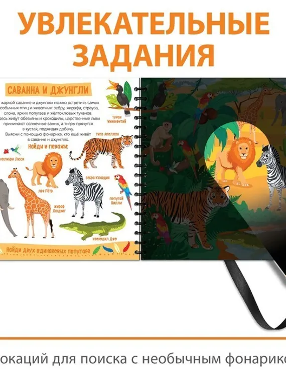 Секретная книга с волшебным фонариком «Зооленд», 22 стр.
