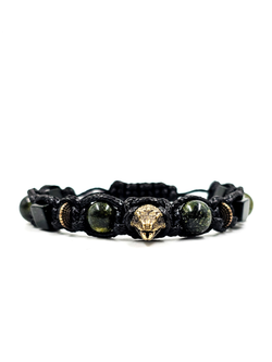 Мужской браслет на руку Змея. Авантюрин и Змеевик