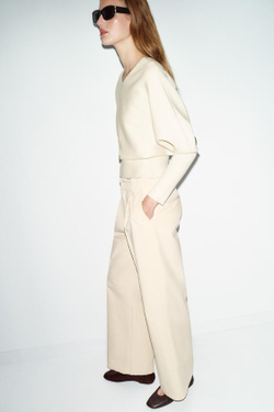 ZARA ПРЯМЫЕ БРЮКИ ИЗ ВЕЛЬВЕТА, ЭКРЮ