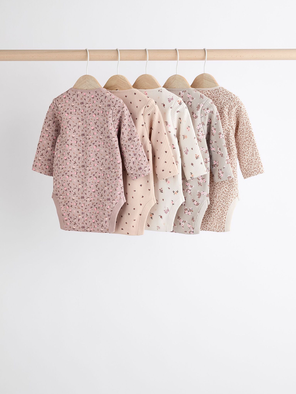 Боди с длинным рукавом для малышей Next K79-555, 5 шт., Молочный, Бежевый