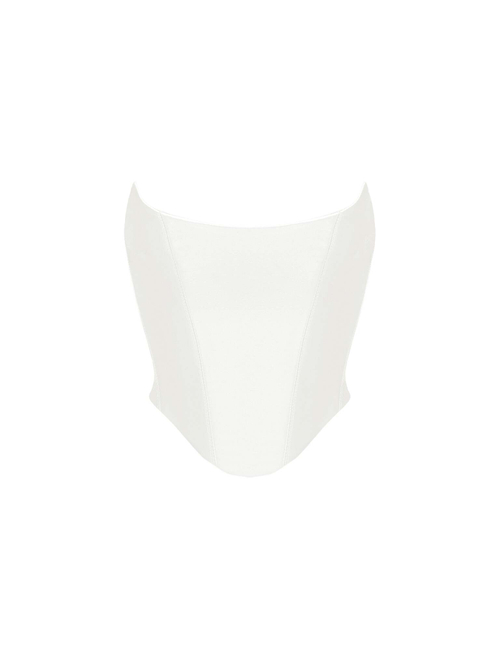 Топ корсетного типа из эко-кожи с отстрочками