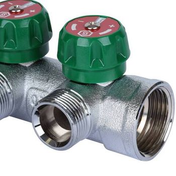 Коллектор регулирующий хром (дизайн FAR)  1", 3 отвода евроконус 3/4"