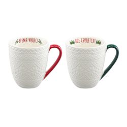 Набор из двух кружек Winter embroidery из коллекции New Year Essential, 410 мл
