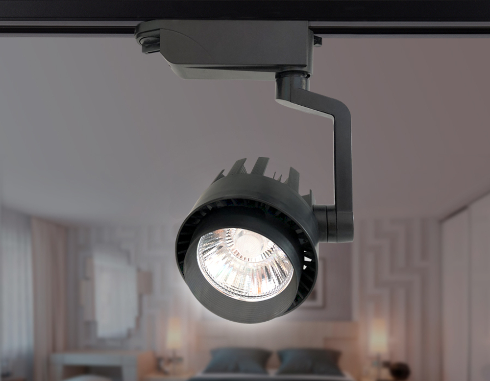 Трековый однофазный светодиодный светильник GL6108 BK черный LED 20W 4200K 24°