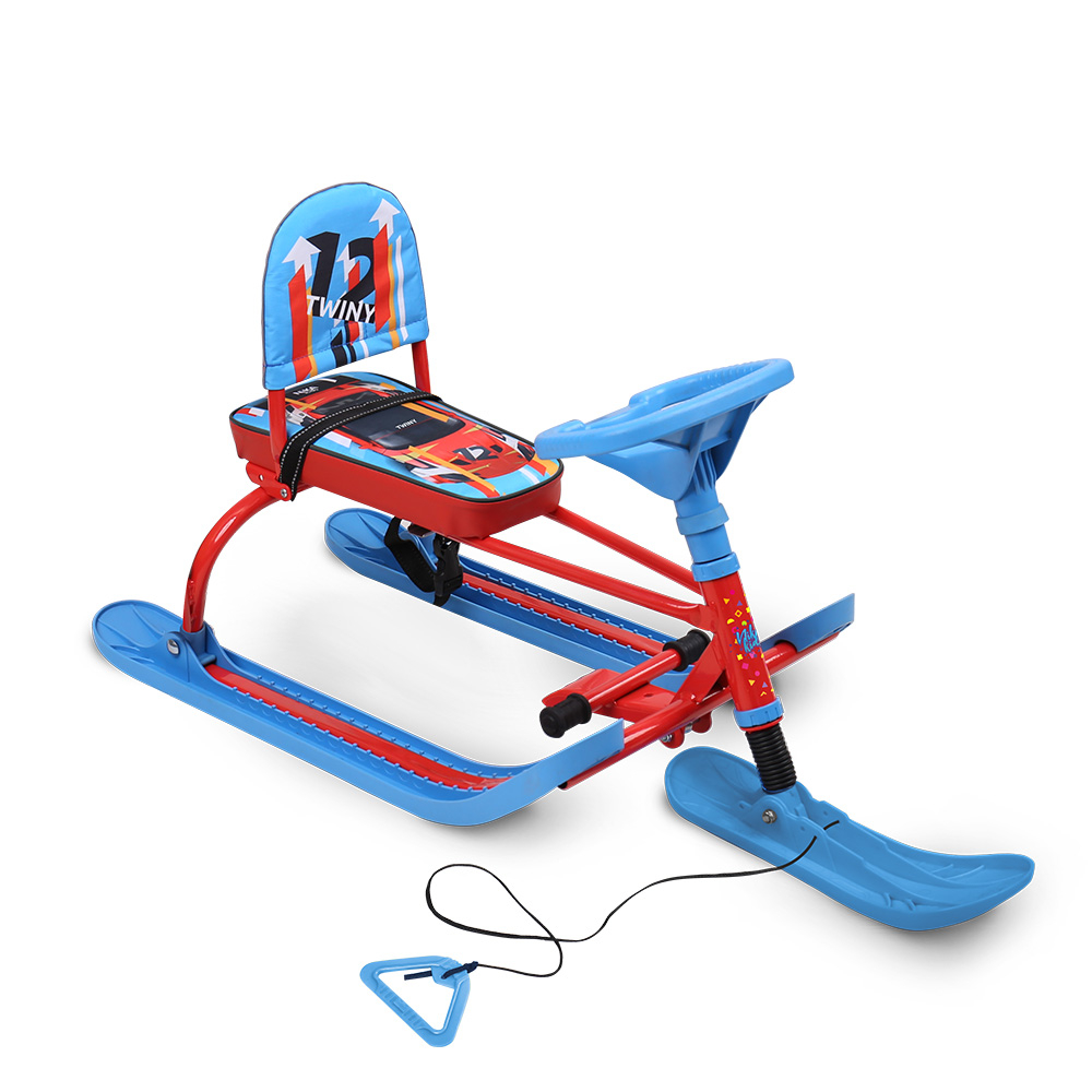 Снегокат детский "Twiny1+ Nika kids sportcar склад.спинка, 2полож.сиденья, буксиров. трос,тормоз, грузоп.60 кг, сиденье h-260 мм