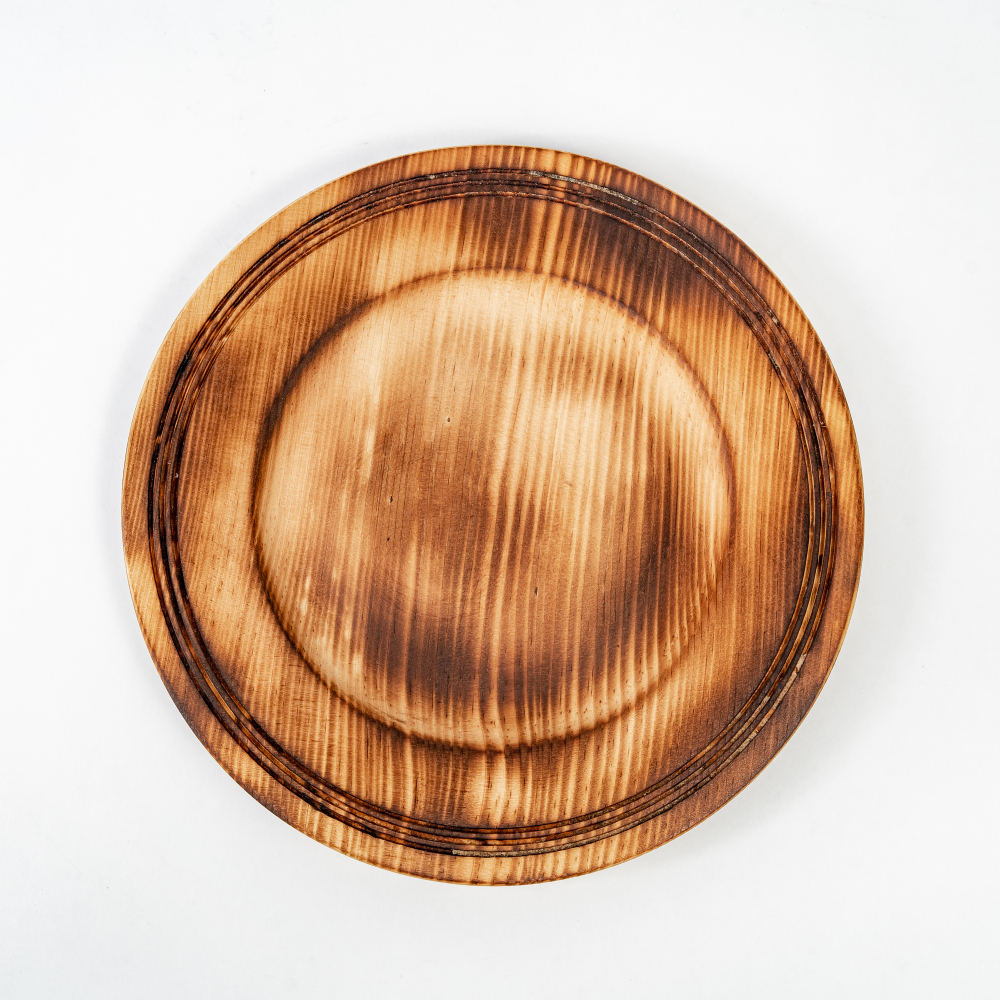 Деревянная плоская тарелка из сибирского кедра 205 мм T171