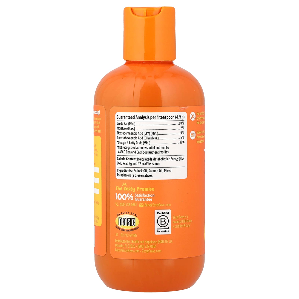 Zesty Paws, омега из дикой аляскинской кожи и жир лосося, для собак и кошек, 251 мл (8,5 жидк. унции)