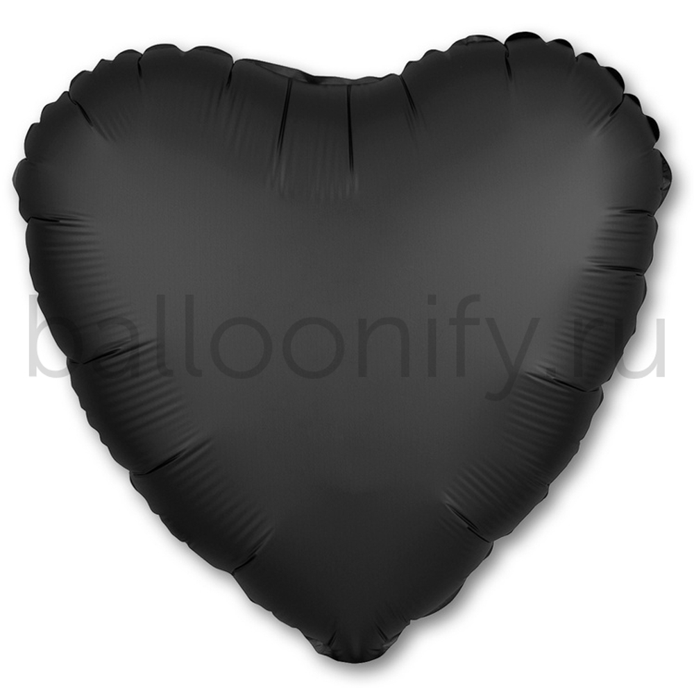 Фольгированная фигура, сердце, 18"/46СМ Сатин Onyx