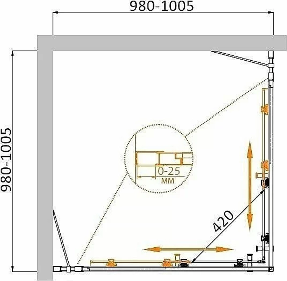 Душевой уголок Cezares Molveno 100x100 MOLVENO-A-22-80+20-C-Cr-IV стекло прозрачное/профиль хром
