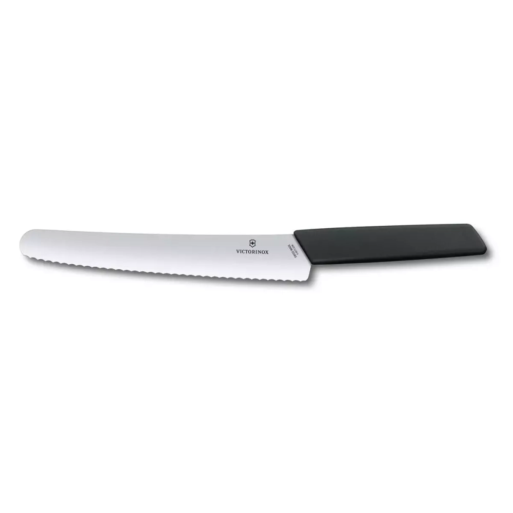 Victorinox - Нож Swiss Modern 22см с зубцами черный / артикул   6.9073.22WB  / GTIN 7611160092410