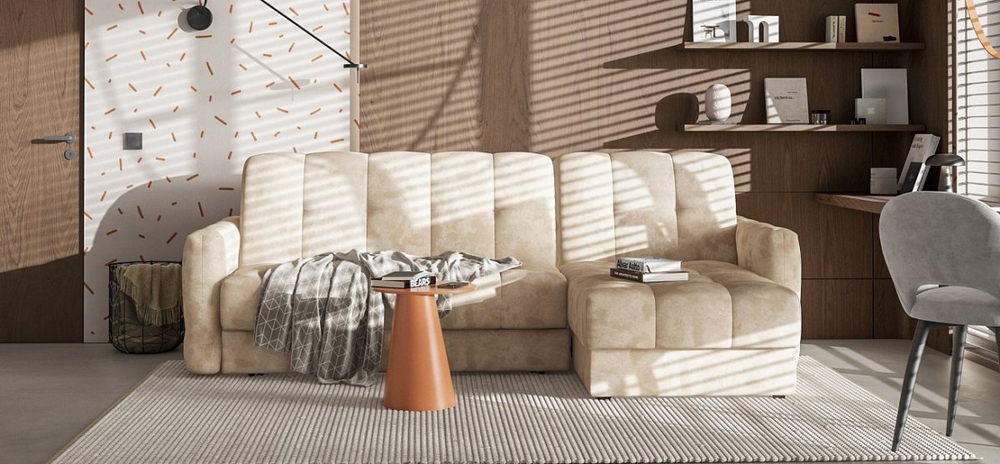 Угловой диван Босс Слип 160 Велюр Алькантара пепел