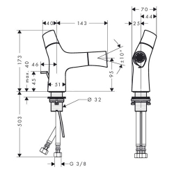Смеситель для биде Axor Starck Organic 12210000 схема